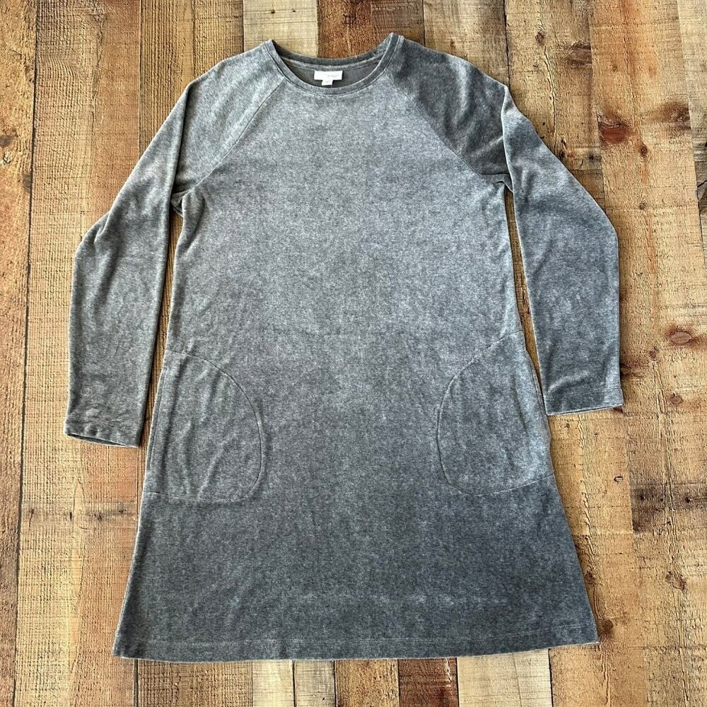 Pure Jill Womens Size Medium Grey Velvet Long Sleeve A-line Dress